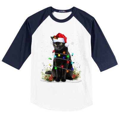 Black Cat Santa Christmas Family Matching Pajamas Xmas Baseball Sleeve Shirt