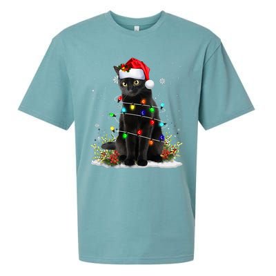 Black Cat Santa Christmas Family Matching Pajamas Xmas Sueded Cloud Jersey T-Shirt