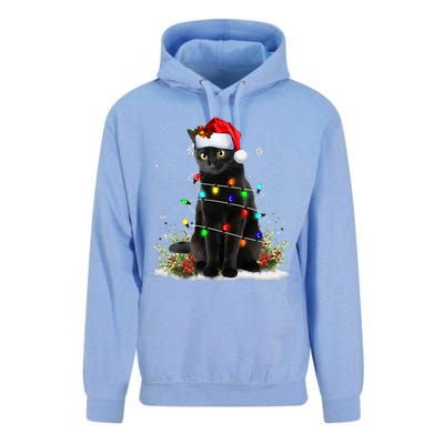 Black Cat Santa Christmas Family Matching Pajamas Xmas Unisex Surf Hoodie