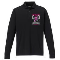 Breast Cancer Survivor Ribbon By The Grace God IM A Survivor Gift Performance Long Sleeve Polo