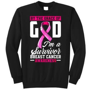 Breast Cancer Survivor Ribbon By The Grace God IM A Survivor Gift Sweatshirt