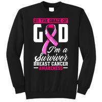 Breast Cancer Survivor Ribbon By The Grace God IM A Survivor Gift Sweatshirt