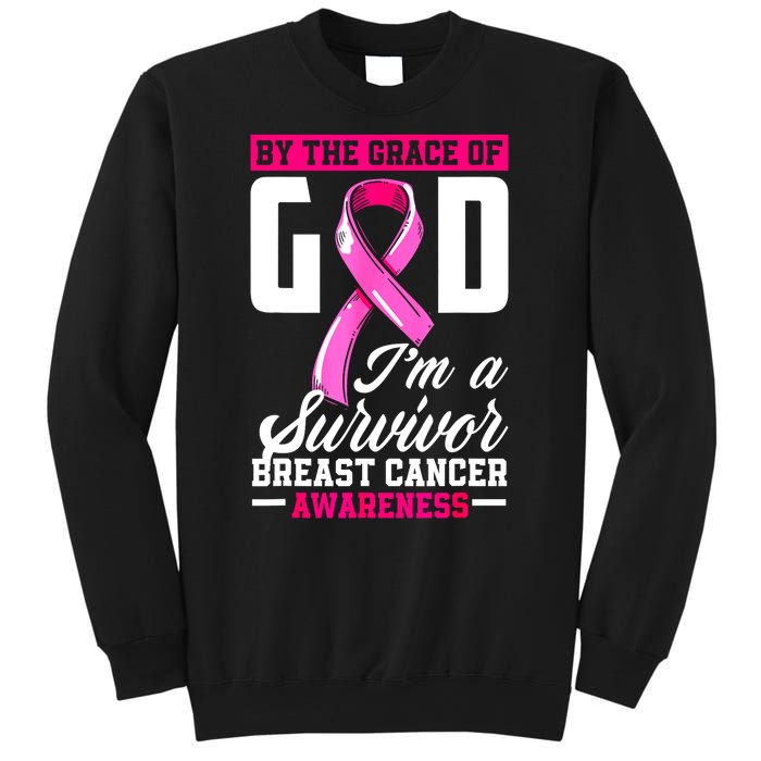 Breast Cancer Survivor Ribbon By The Grace God IM A Survivor Gift Sweatshirt