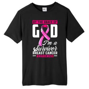 Breast Cancer Survivor Ribbon By The Grace God IM A Survivor Gift Tall Fusion ChromaSoft Performance T-Shirt