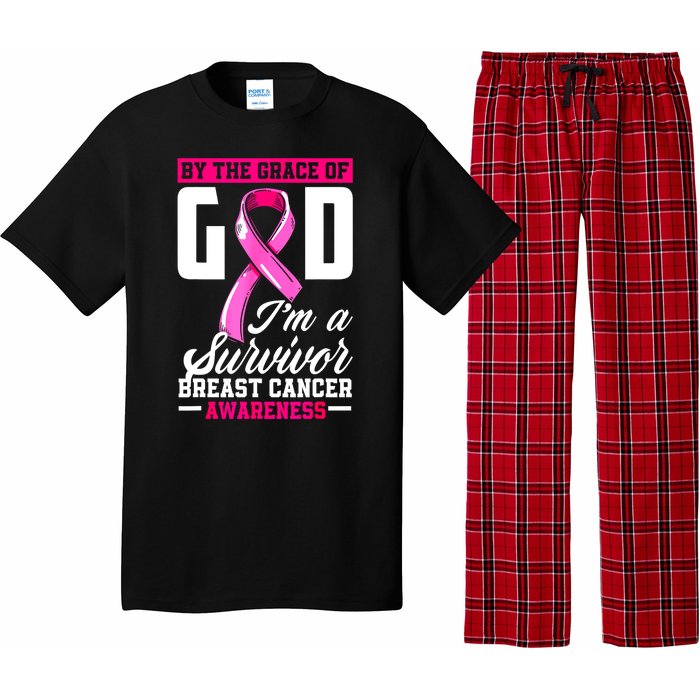 Breast Cancer Survivor Ribbon By The Grace God IM A Survivor Gift Pajama Set