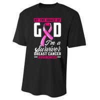 Breast Cancer Survivor Ribbon By The Grace God IM A Survivor Gift Performance Sprint T-Shirt