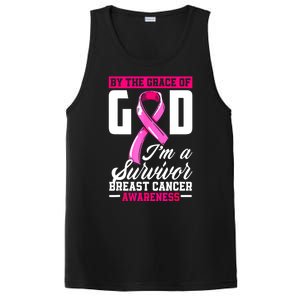 Breast Cancer Survivor Ribbon By The Grace God IM A Survivor Gift PosiCharge Competitor Tank