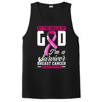 Breast Cancer Survivor Ribbon By The Grace God IM A Survivor Gift PosiCharge Competitor Tank