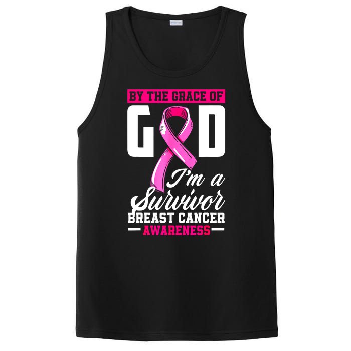 Breast Cancer Survivor Ribbon By The Grace God IM A Survivor Gift PosiCharge Competitor Tank