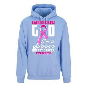 Breast Cancer Survivor Ribbon By The Grace God IM A Survivor Gift Unisex Surf Hoodie