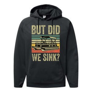 Boat Captain Shirts But Did We Sink Funny Pontoon Boating Men Performance Fleece Hoodie