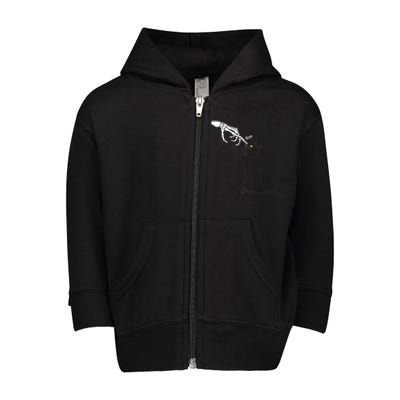 Black Cat Skeleton Hand Boop Cat Nose Toddler Zip Fleece Hoodie