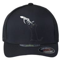 Black Cat Skeleton Hand Boop Cat Nose Flexfit Unipanel Trucker Cap