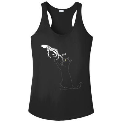 Black Cat Skeleton Hand Boop Cat Nose Ladies PosiCharge Competitor Racerback Tank