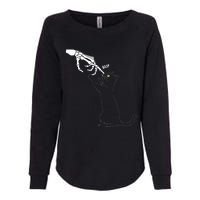 Black Cat Skeleton Hand Boop Cat Nose Womens California Wash Sweatshirt