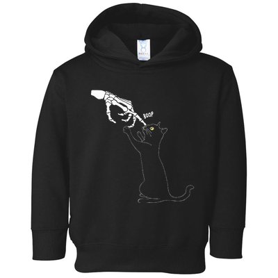 Black Cat Skeleton Hand Boop Cat Nose Toddler Hoodie