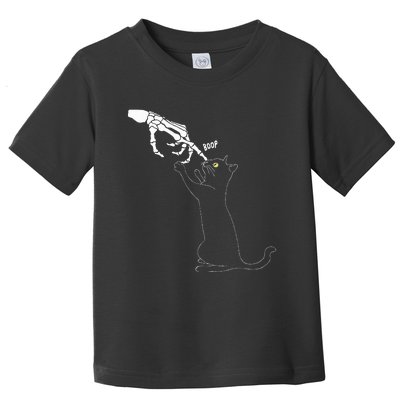 Black Cat Skeleton Hand Boop Cat Nose Toddler T-Shirt