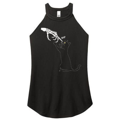 Black Cat Skeleton Hand Boop Cat Nose Women's Perfect Tri Rocker Tank