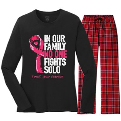 Breast Cancer Support Family Women Breast Cancer Awareness Women's Long Sleeve Flannel Pajama Set 