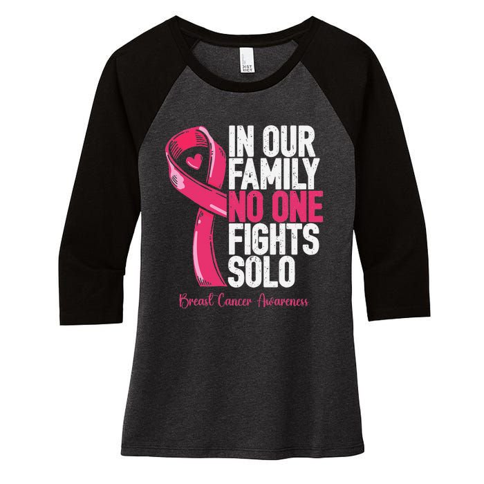 Breast Cancer Support Family Women Breast Cancer Awareness Women's Tri-Blend 3/4-Sleeve Raglan Shirt