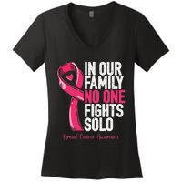 Breast Cancer Support Family Women Breast Cancer Awareness Women's V-Neck T-Shirt