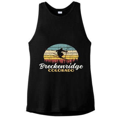 Breckenridge Colorado Skiing Retro Mountain Ski Vacation Ladies PosiCharge Tri-Blend Wicking Tank