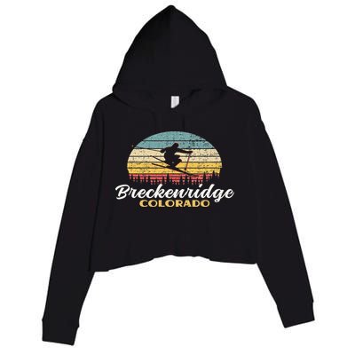 Breckenridge Colorado Skiing Retro Mountain Ski Vacation Crop Fleece Hoodie