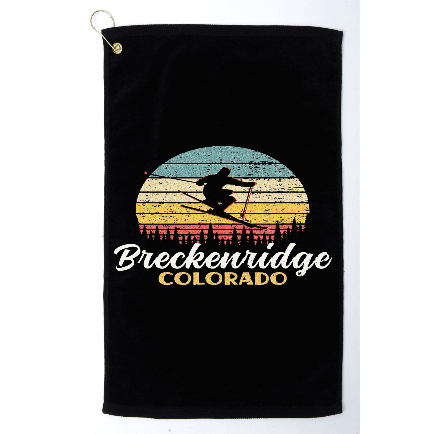Breckenridge Colorado Skiing Retro Mountain Ski Vacation Golf Towel