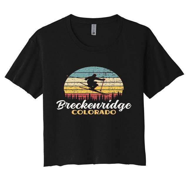 Breckenridge Colorado Skiing Retro Mountain Ski Vacation Crop Top