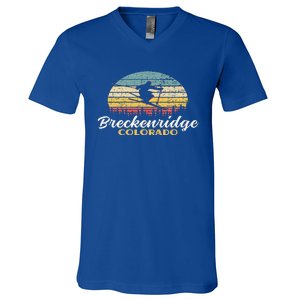 Breckenridge Colorado Skiing Retro Mountain Ski Vacation V-Neck T-Shirt