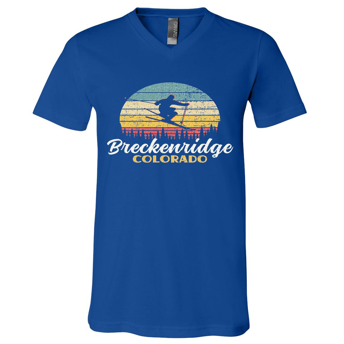 Breckenridge Colorado Skiing Retro Mountain Ski Vacation V-Neck T-Shirt
