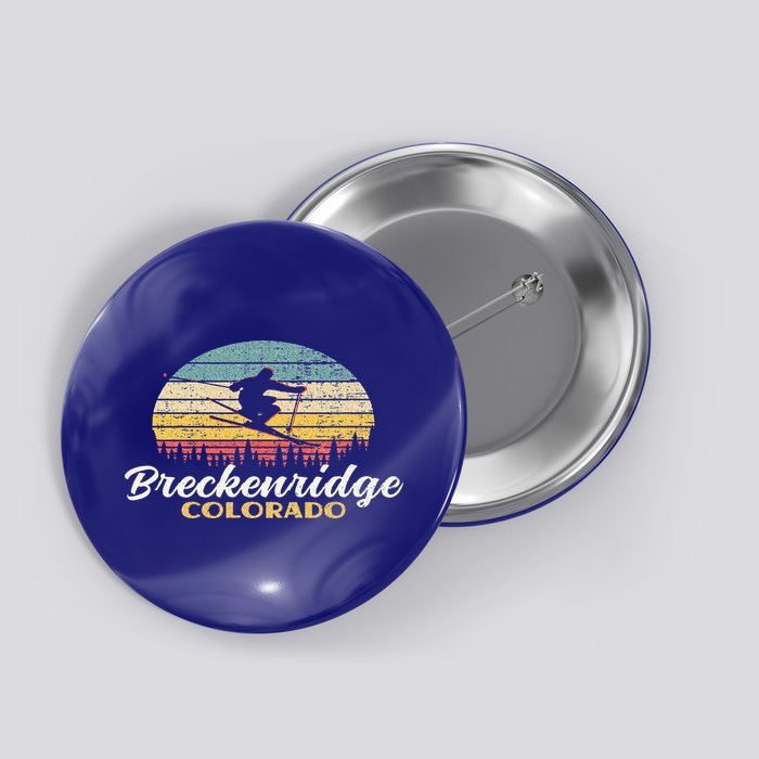 Breckenridge Colorado Skiing Retro Mountain Ski Vacation Button