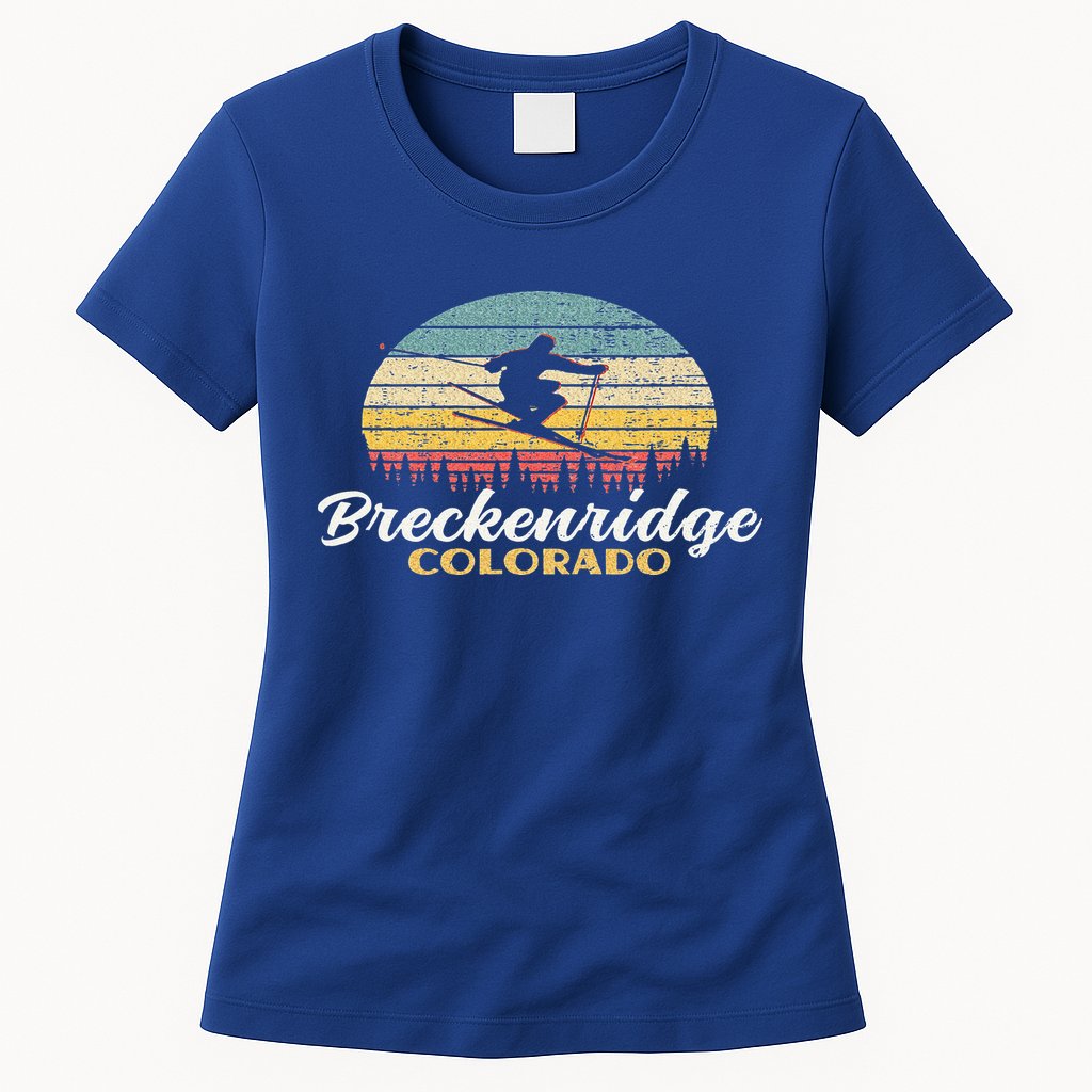 Breckenridge Colorado Skiing Retro Mountain Ski Vacation Womens T-Shirt