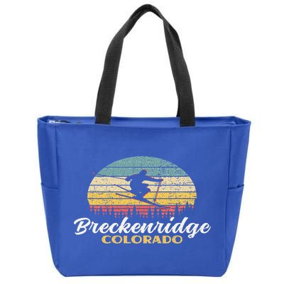 Breckenridge Colorado Skiing Retro Mountain Ski Vacation Zip Tote Bag