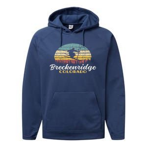 Breckenridge Colorado Skiing Retro Mountain Ski Vacation Performance Fleece Hoodie