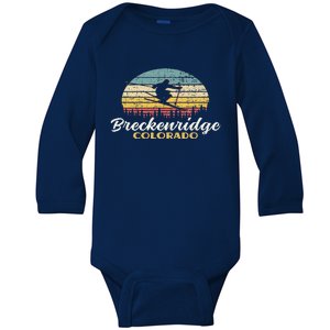 Breckenridge Colorado Skiing Retro Mountain Ski Vacation Baby Long Sleeve Bodysuit