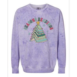 Bookish Christmas Seasons Readings Book Lover Holiday Season Colorblast Crewneck Sweatshirt