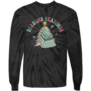 Bookish Christmas Seasons Readings Book Lover Holiday Season Tie-Dye Long Sleeve Shirt