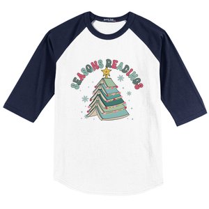 Bookish Christmas Seasons Readings Book Lover Holiday Season Baseball Sleeve Shirt