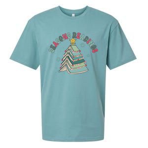 Bookish Christmas Seasons Readings Book Lover Holiday Season Sueded Cloud Jersey T-Shirt