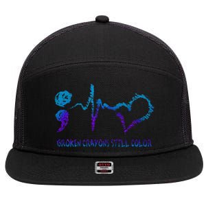 Broken Crayons Still Color Suicide Prevention Awareness 7 Panel Mesh Trucker Snapback Hat