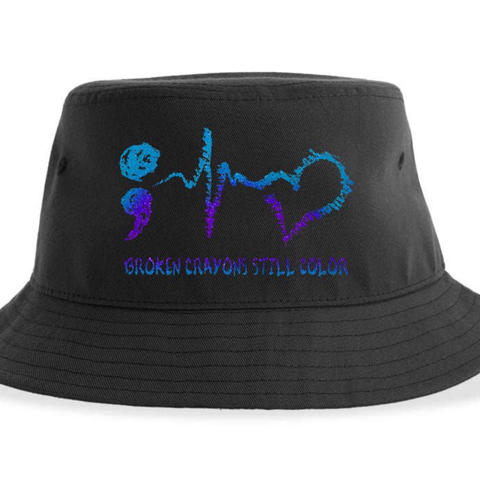 Broken Crayons Still Color Suicide Prevention Awareness Sustainable Bucket Hat