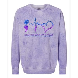 Broken Crayons Still Color Suicide Prevention Awareness Colorblast Crewneck Sweatshirt