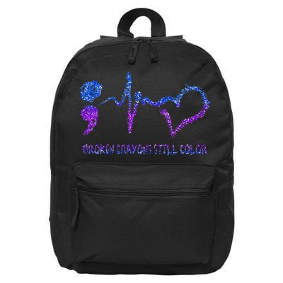 Broken Crayons Still Color Suicide Prevention Awareness 16 in Basic Backpack
