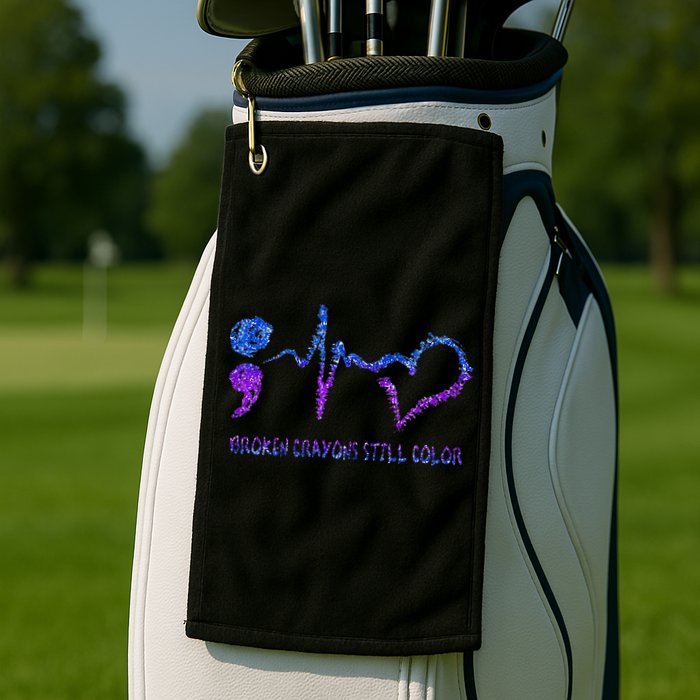 Broken Crayons Still Color Suicide Prevention Awareness Golf Towel