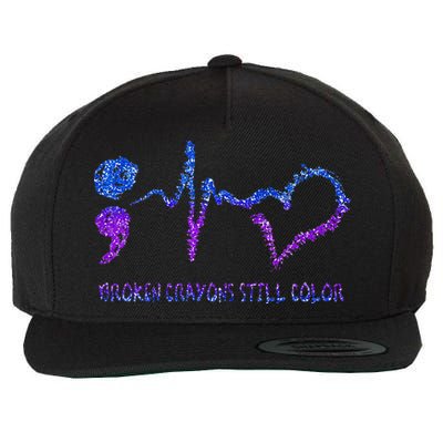 Broken Crayons Still Color Suicide Prevention Awareness Wool Snapback Cap