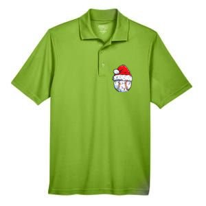 Baseball Christmas Santa Hat Funny Baseball Xmas Holiday Men's Origin Performance Pique Polo