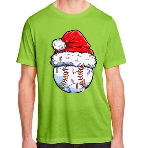 Baseball Christmas Santa Hat Funny Baseball Xmas Holiday Adult ChromaSoft Performance T-Shirt