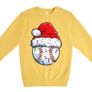 Baseball Christmas Santa Hat Funny Baseball Xmas Holiday Premium Crewneck Sweatshirt