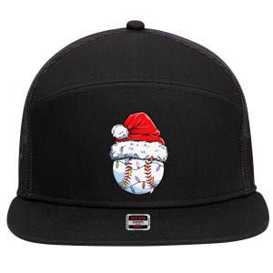 Baseball Christmas Santa Hat Funny Baseball Xmas Holiday 7 Panel Mesh Trucker Snapback Hat